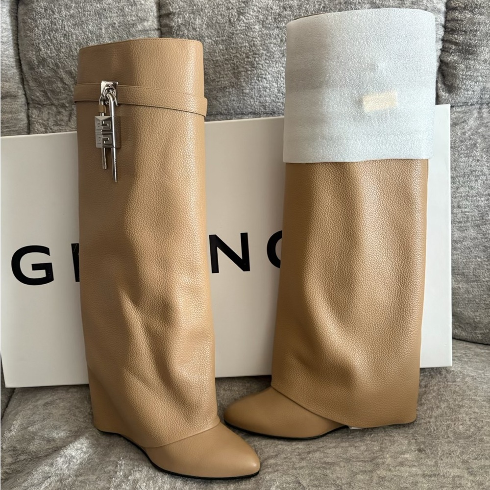 Givenchy Tan Over the Knee Boots with Slouchy Design